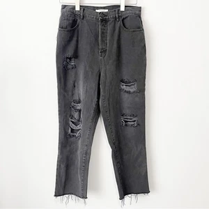 Pacsun High Rise Straight Jeans schwarz distressed Denim Gr. 30 ripped - Bild 1 von 11