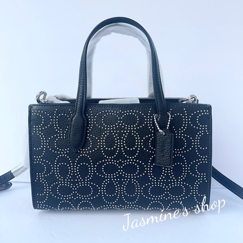 Borsa Coach Nina piccola nuova con etichetta con rivetti firmati CX266 nera