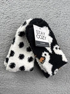Stay Cozy Women's Penguin 2pk Cozy Crew Socks - Black/White - Size 4-10 - Picture 1 of 3