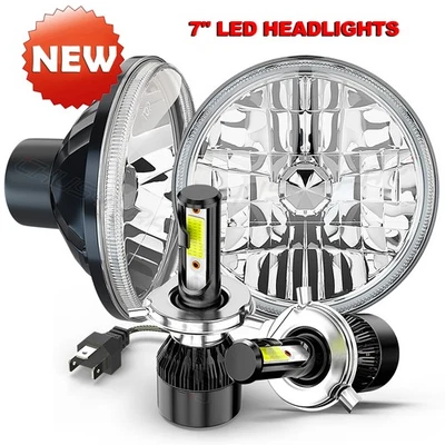 Par de faros LED redondos de haz alto/bajo de 7 pulgadas para Land Rover Defender 90 110 Foto 1 de 4