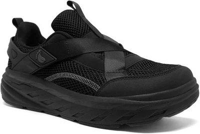 Zapatos para caminar ortopédicos diabéticos punta ancha negros para hombre talla 11,5 Slip On Foto 1 de 4