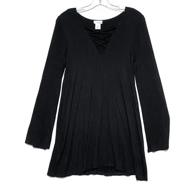 Vestido negro sello húmedo S cuello cruzado cruzado Y2K caprichoso bruja boho hada oscura Foto 1 de 4