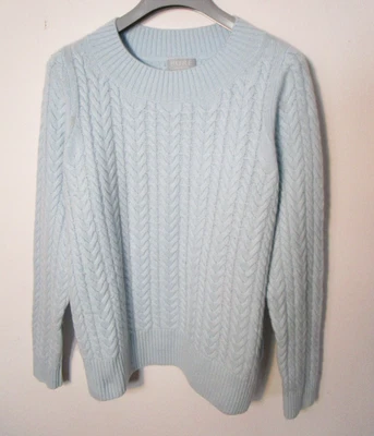 Pure Collection 14 100% Cashmere Turquoise Cable Jumper - Image 1 of 4