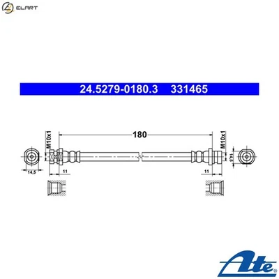 BRAKE HOSE 24.5279-0180.3 FOR RENAULT KANGOO/Rapid/Express/GRAND/BE/BOP 1.5L - Image 1 of 4