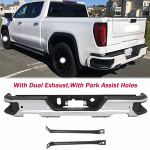 For 2019-2023 GMC Sierra Chevrolet Silverado 1500 Chrome Rear Bumper W/ Sensors - Picture 1 of 12