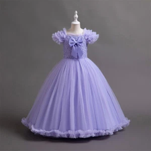 Flower Girls Kids Princess Long Dress for Wedding Bridesmaid Christmas Ball Gown - Picture 1 of 57