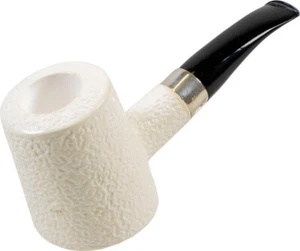 Block Meerschaum Pfeife Poker rustic / Ring Sterlingsilber / Maßetui / 9 mm - Picture 1 of 1
