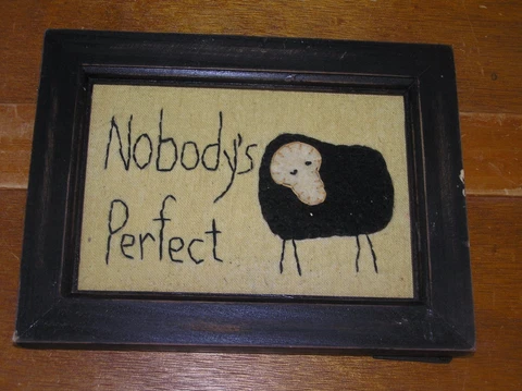 Estate NOBODY’S PERFECT Black Sheet Wool & Embroidery in Black Wood Frame Pictur Cover