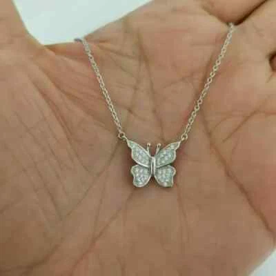 14k White Gold Plated 0.50Ct Round Cut Diamond Butterfly 14k Yellow Gold Plated - Image 1 of 2