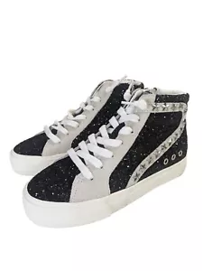 VINTAGE HAVANA Dormy Glitter High Lace Up Sneakers Shoes Casual - Black - 6.5 - Picture 1 of 10