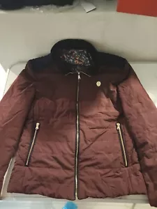 Chaqueta acolchada Barabas Burdeos con cremallera completa para hombre talla S cuello de terciopelo granate - Imagen 1 de 12