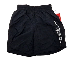 SPEEDO Boys Swimming Water Shorts Black White Abstract Logo Drawstring Sz XS  10 - Picture 1 of 2
