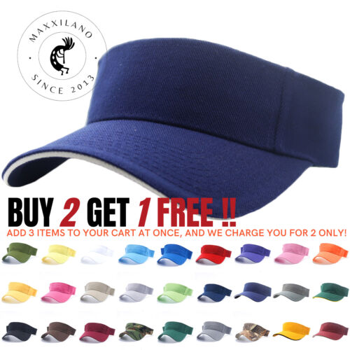 Visor Sun Hat Golf Tennis Beach Men Cap Adjustable Summer Plain Colors Women 