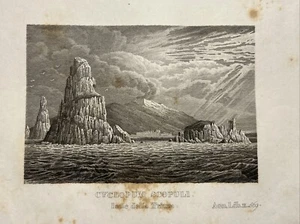 Cyclopum Scopuli Isole della Trizza Antik Stahlstich 1858 Panorama Landschaft - Bild 1 von 10