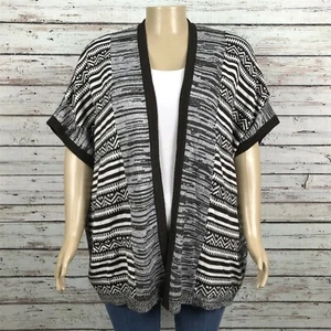 Avenue Open Front Cardigan Sweater Jacket 14W 16W PLUS Brown White Marled Stripe - Picture 1 of 6