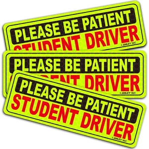 3 Pcs Student Driver Car Signs Please Be Patient Car Bumper Sticker Decal - Picture 1 of 4