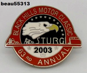 ⭐STURGIS CHAMBER SOUTH DAKOTA 63rd  ANNUAL 2003 HARLEY RALLY BIKE WEEK VEST PIN - Picture 1 of 1