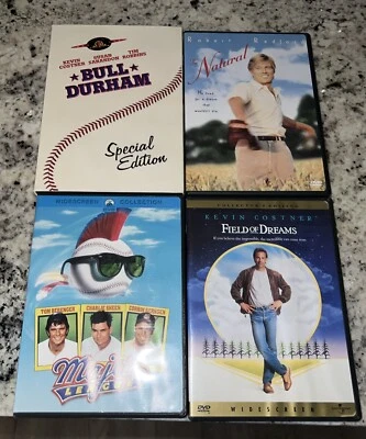 4 DVDs: Bull Durham, Field Of Dreams, The Natural, Major League; Dig Codes Incl - Image 1 of 4