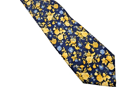 Corbata de seda de lujo vintage años 70 Ralph Lauren azul estampado floral 55x3,75" perfecta A+ Foto 1 de 4