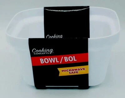 Cooking Concepts Bowl/Bol.  Microwave safe  white plastic. Medium sized. - Image 1 of 3
