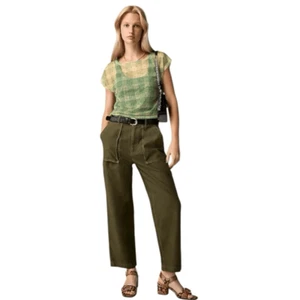 J Crew Wide-leg cargo pant in sateen cotton Womens Size 20 Green - Picture 1 of 9