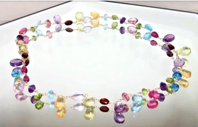 14k Gold Filled Multi Gemstone Briolette Topaz Amethyst Citrine Peridot Necklace - Image 1 of 4