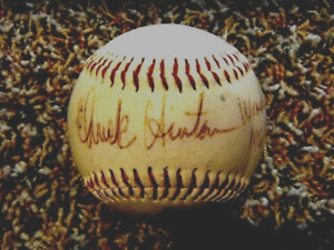 FRED VALENTINE/CHUCK HINTON Combo Signed Baseball