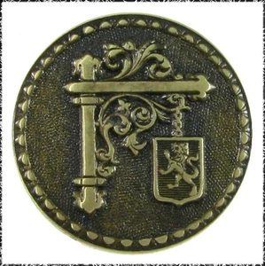Mittelgroßer antiker französischer enger Metallknopf, Hängeschild - Bild 1 von 2