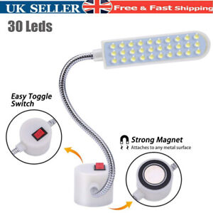 30 LED Sewing Machine Light Working Gooseneck Lamp with Magnetic Base Switch UK~