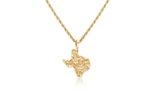 Goldnugget Texas Halskette, 14 Karat vergoldet, lebenslange Ersatzgarantie - Bild 1 von 5