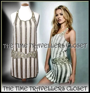 NEW KATE MOSS TOPSHOP 20s VTG FLAPPER DRESS BEADED GATSBY JAZZ AGE ART DECO UK12 - Picture 1 of 10