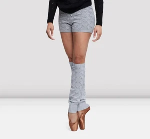 Bloch Ladies Stelle Cotton Diamond Knit Legwarmers W5200 Grey Marle - Picture 1 of 2