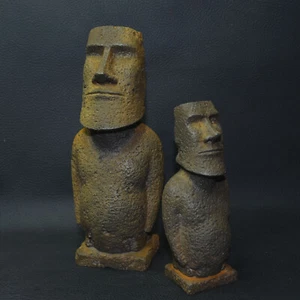 Easter Island Moai Stone Statue Decoration, Vintage Rustic Iron Art Collection - Picture 1 of 10