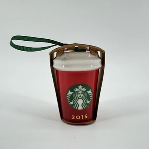 NEW Starbucks 2015 Mini Red Travel Mug/To-Go Cup Ceramic Christmas Ornament - Picture 1 of 7