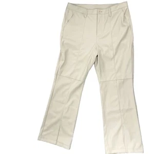 Kut From The Kloth Ellery Ankle Flare Ivory Faux Leather Pants Size 16 High Rise - Picture 1 of 6