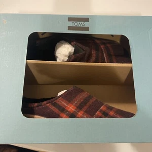 Toms ciabatte invernali comode Berkeley fienile rosso terra plaid uomo taglia 8 - Foto 1 di 6