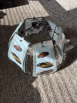 Vintage NASCAR Stained Glass Light Shade Race Car Bar Man Cave Decor Foto 1 de 3