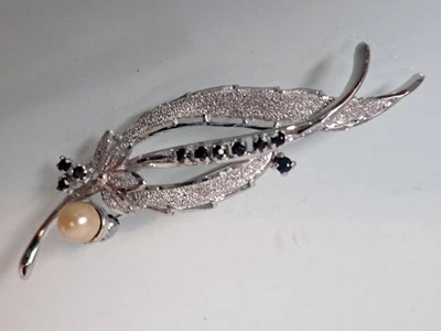 Bella Vecchia Spilla 925 Argento Con Pietre Tagliate E Perla - Immagine 1 di 4