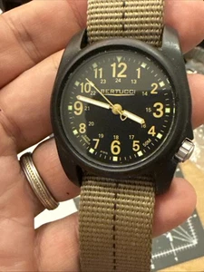 BERTUCCI A-2R Military Watch Olive Khaki 40mm New Battery Terrific Condition - Picture 1 of 10