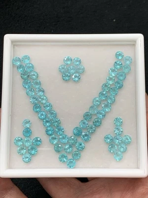 Juego de Piedras Apatita Color Paraiba 52 Quilates | Anillo Pendientes y Collar | Redondo Foto 1 de 4