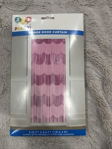 ¡Fiesta 321! Cortina Puerta Flecos Rosa 3.25x6.5 Pies Nueva - Imagen 1 de 4