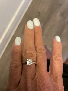 Princess Solitaire lab grown Diamond Ring 1.23 Carat White Gold valued at £2820 - Picture 1 of 10