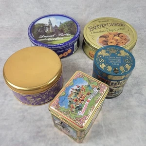 5x alter Blechdose eine mit Spieluhr !! Pralinen Nostalgie Vintage Kecksdose - Bild 1 von 8