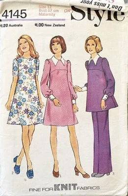 STYLE 4145 1960’s Maternity Outfit Sewing Pattern. Size 12 - Bust 34”. - Image 1 of 2