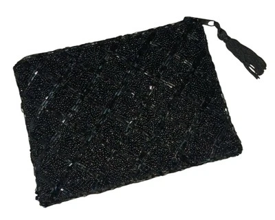 Bolso de Colección Años 90 Diseñado Exclusivamente para Lancome Negro con Cuentas Cremallera Borla  Foto 1 de 3