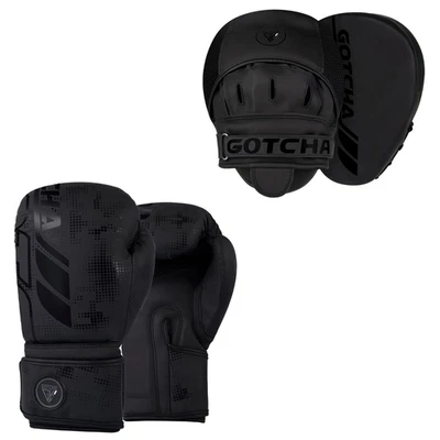 GOTCHAKART Focus Pads & Boxhandschuhe Set Hook Jabs Handschuhe Boxsack Gym Training MMA BLACK