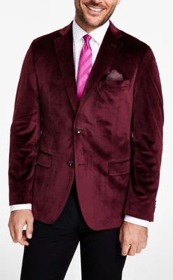 Alfani Men's Slim-Fit Solid Velvet Sport Coat Blazer,  Burgundy, 46 REG - Image 1 of 4