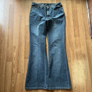 Black faded y2k glam low rise flared jeans | size 16 - Picture 1 of 9