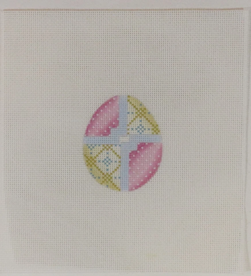 HANDPAINTED NEEDLEPOINT  - Pastel Egg with Blue Bow (78) - Image 1 of 1