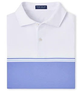 Polo uomo Peter Millar Crown artigianale 2XL blu a righe maglia performance nuova $125 - Foto 1 di 6